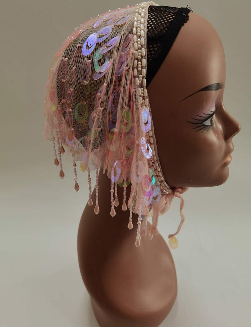 Astage Belly Dance Veil Face Scarf Trible Egyptian Mask Halloween Accessories Pink - Image 5